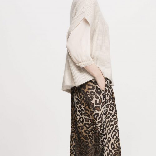 Luisa Cerano Midi Skirt with Animal Print