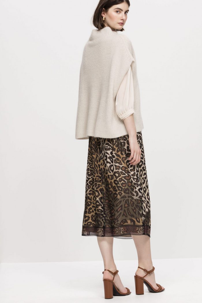 Luisa Cerano Midi Skirt with Animal Print